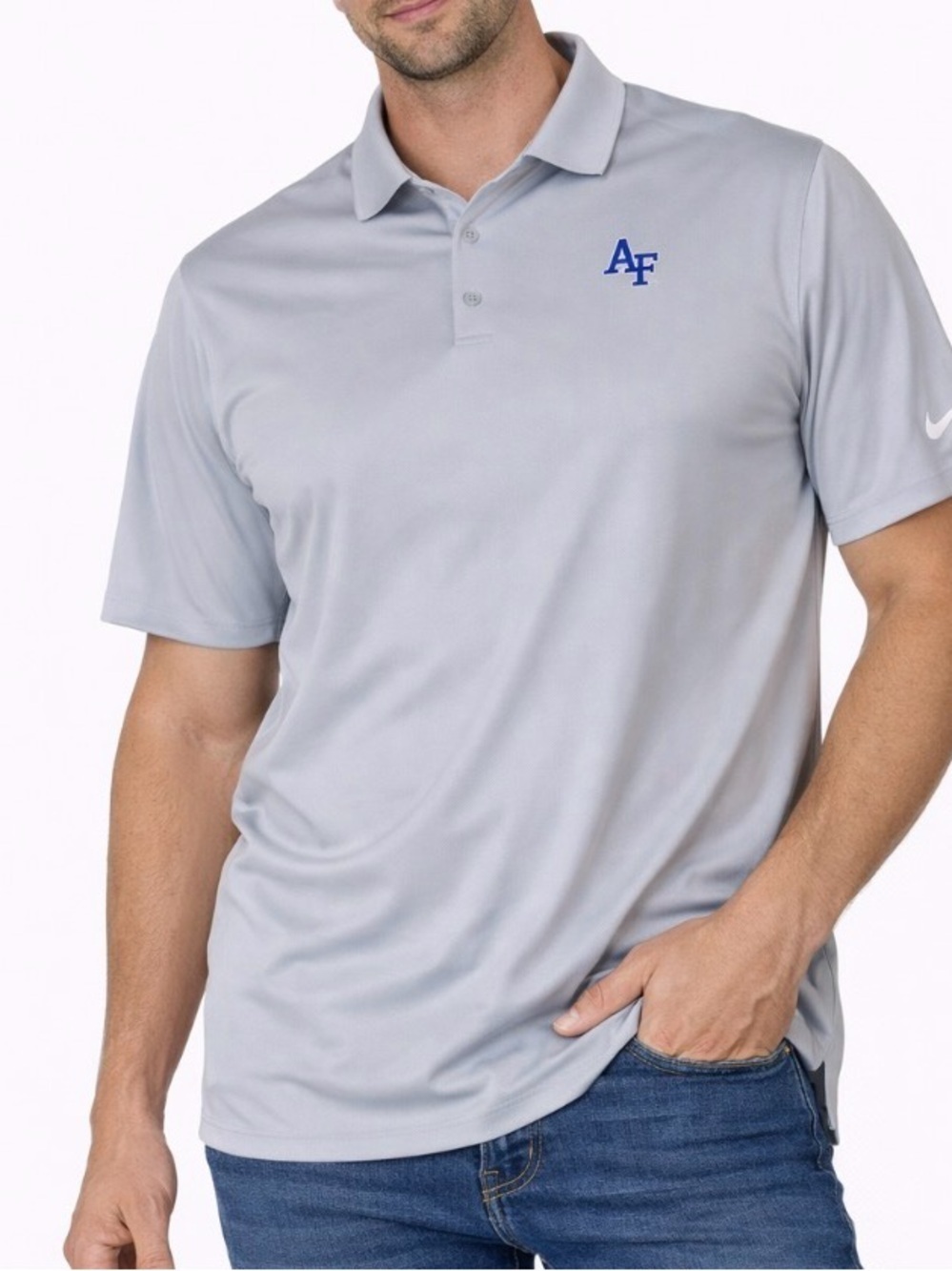 Nike Golf PoLo Air Force embroidered logo AF men's shirt NEW SZ XL pale blue